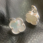 Golden mother-pearl "Clover" earrings big-size - Image 2