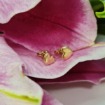 Tiny golden earrings "Hearts" - Image 2
