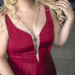 Exclusive tassel necklace with sapphire and black pearls N-00681 - Image 2