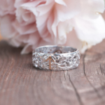Silver runic thumb ring with golden runes "The wheel of Fortune" R-7968