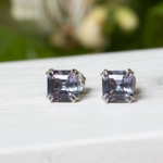Stylish silver stud earrings with lab grown alexandrites E-8206