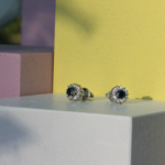 Classic small sapphire earrings in silver E-5567 - Image 4