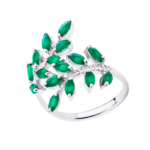 Most delicate silver ring with green agates R-7841