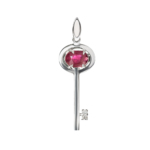 Silver "Key" pendant with ruby P-6710