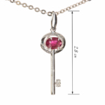 Silver "Key" pendant with ruby P-6710 - Image 2