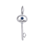 Silver "Key" pendant with sapphire P-6711
