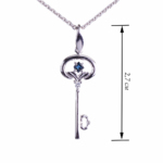 Silver "Key" pendant with sapphire P-6711 - Image 2