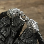 Exclusive silver bracelet "Wolves" on leather cord - Image 2