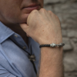 Exclusive silver bracelet "Wolves" on leather cord - Image 4