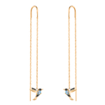 Cutest golden earrings "Colibri" with blue crystals E-8067