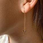 Cutest golden earrings "Colibri" with blue crystals E-8067 - Image 3
