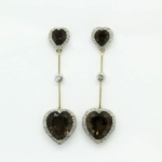 Tender and luxury heart-shaped earrings with smoky quartz E-6609