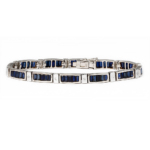 Luxury white gold bracelet with sapphires baguette cut BCS-6104w