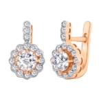 Серьги из розового золота 585 пробы с бриллиантами ED-6289-1