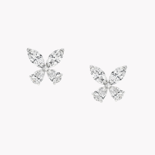 "Papillon" — серьги-бабочки из белого золота с лабораторными бриллиантами"