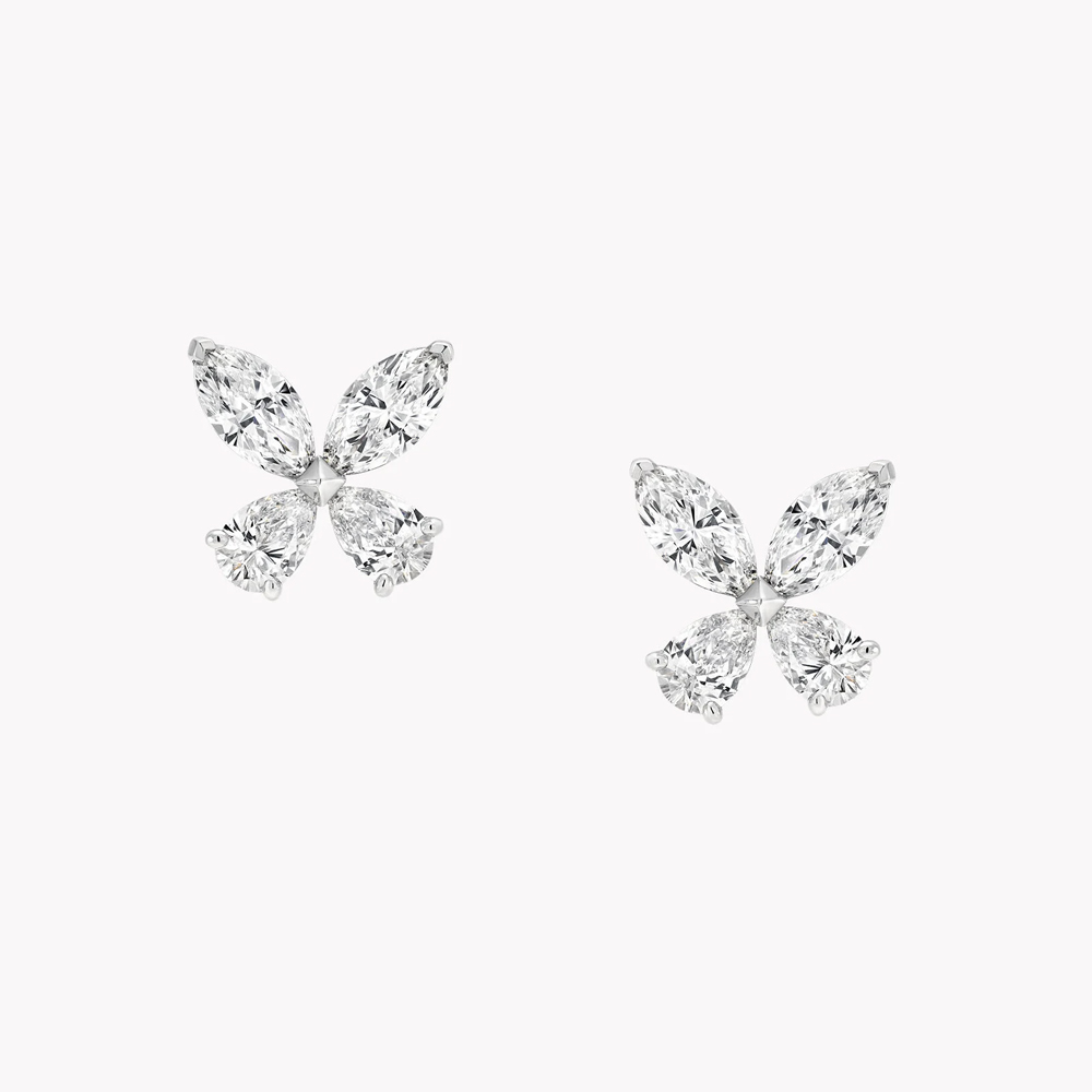 "Papillon" — серьги-бабочки из белого золота с лабораторными бриллиантами"