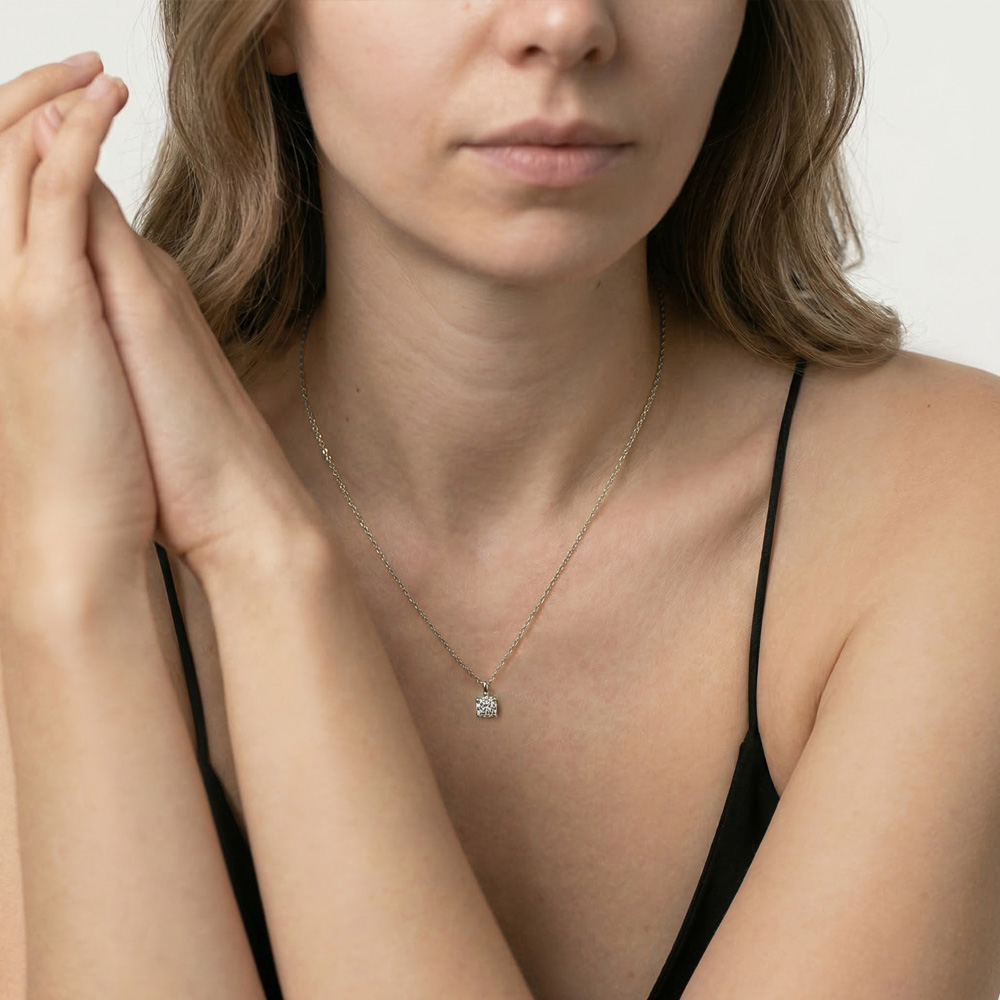 Thalia – золотое колье с лабораторным бриллиантом огранки кушон — изображение 3