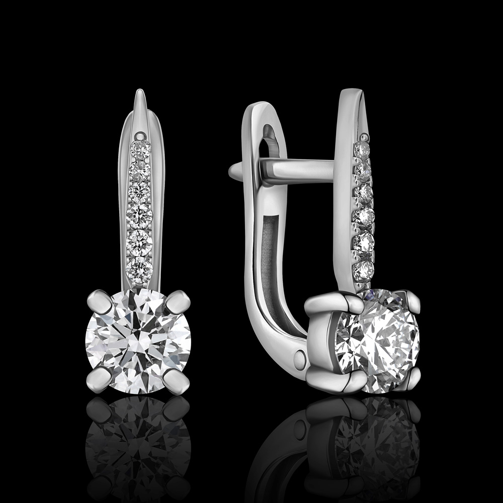 Классические золотые серьги с лабораторными бриллиантами по 0,50 карата "Astéria" — изображение 2