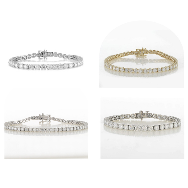 Золотой теннисный браслет с лабораторными бриллиантами