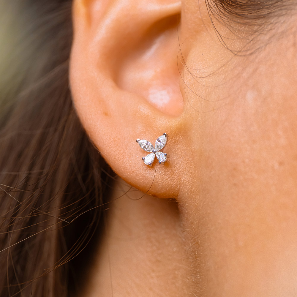 "Papillon" — серьги-бабочки из белого золота с лабораторными бриллиантами" — изображение 3