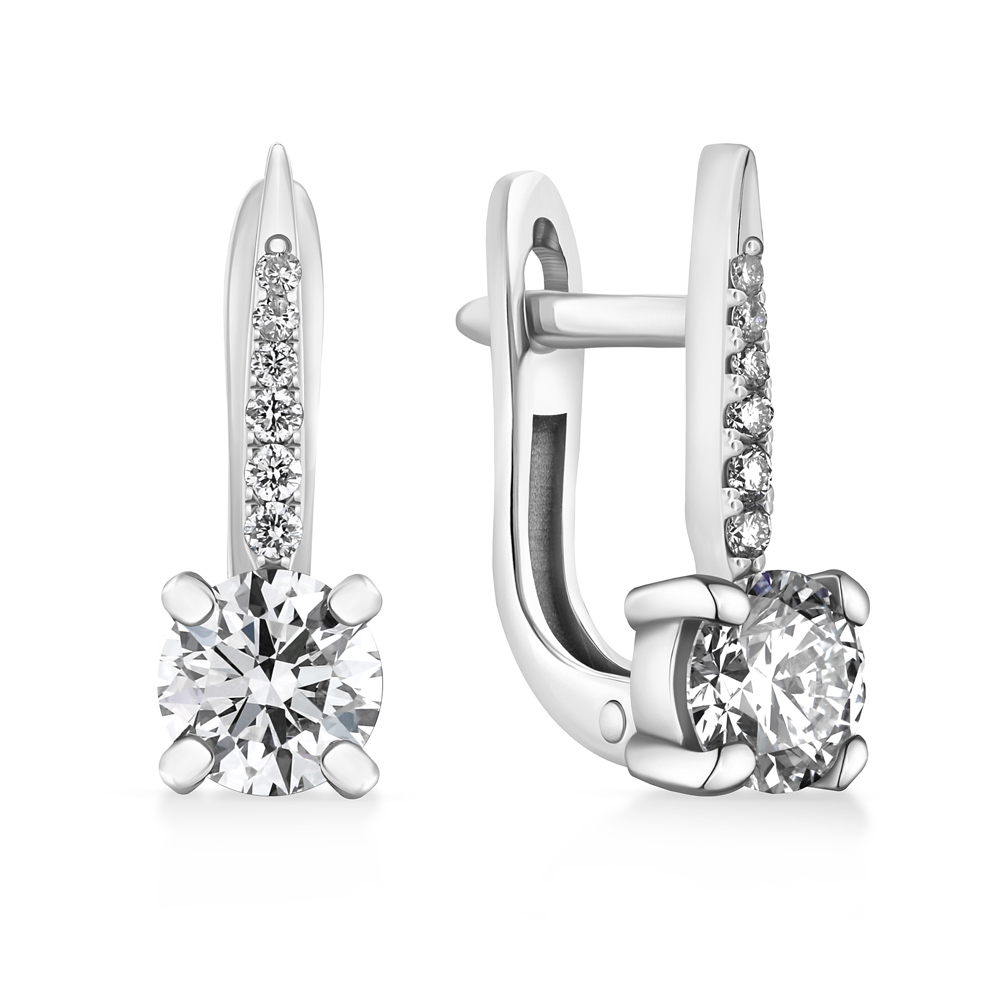 Классические золотые серьги с лабораторными бриллиантами по 0,50 карата "Astéria"