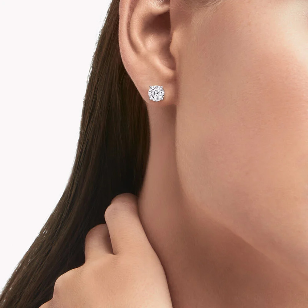 Серьги-пусеты из белого золота 585 пробы с лабораторными бриллиантами по 1,06 карата "Celeste" — изображение 2